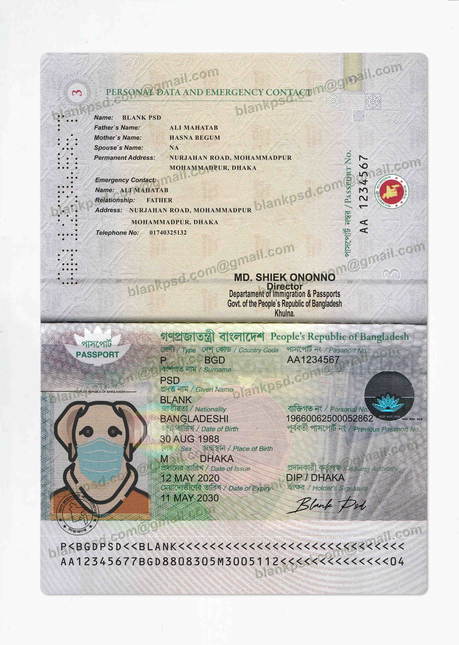 fake bangladeshi passport template