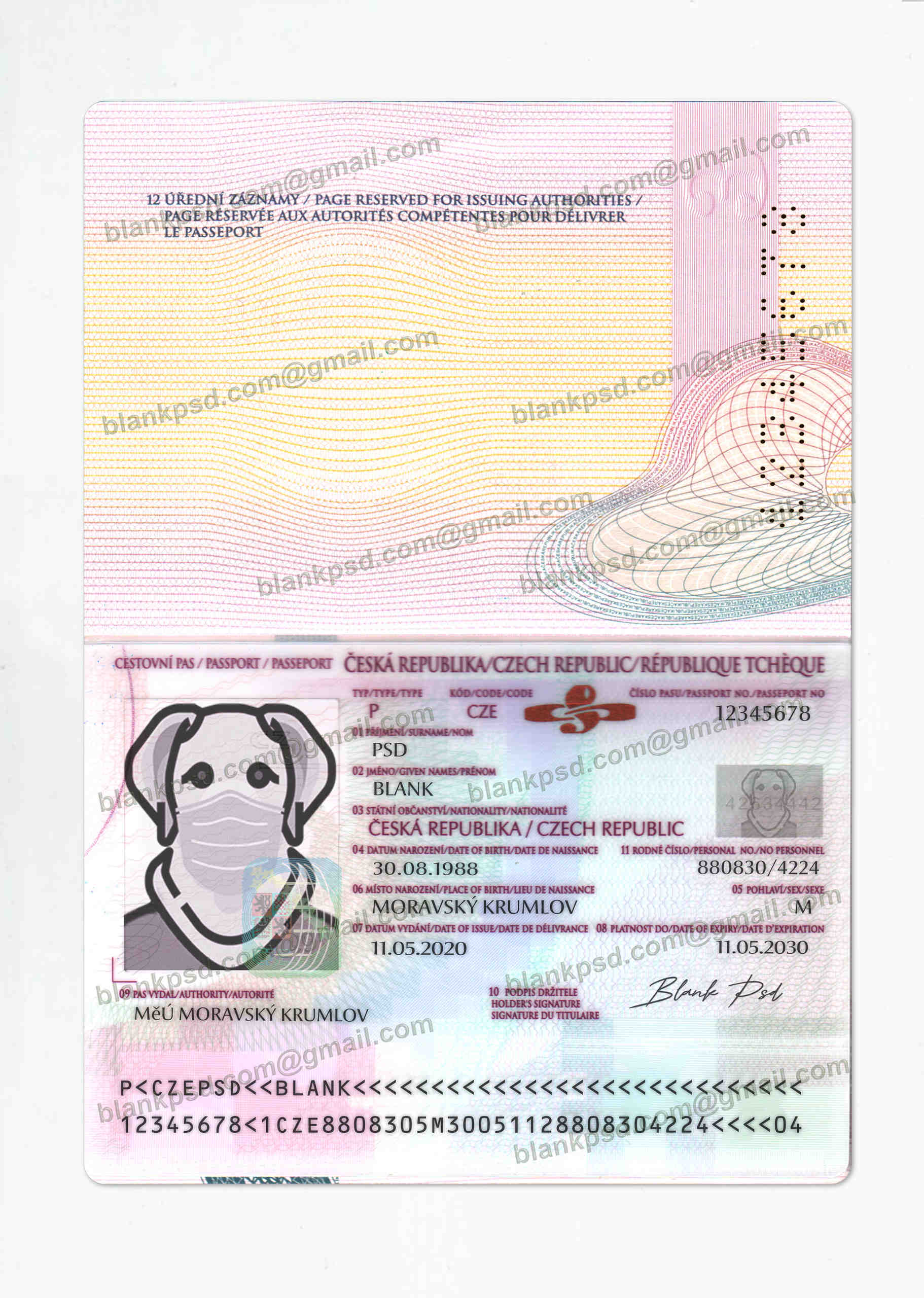 fake czech passport template