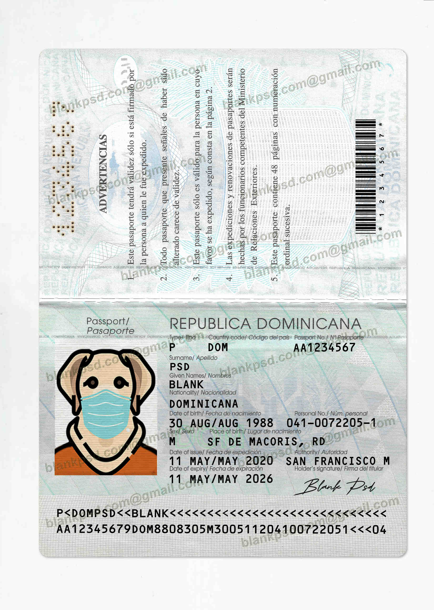 fake dominica passport template