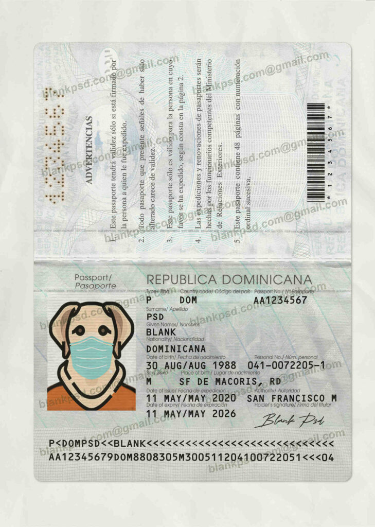 dominican republic passport template