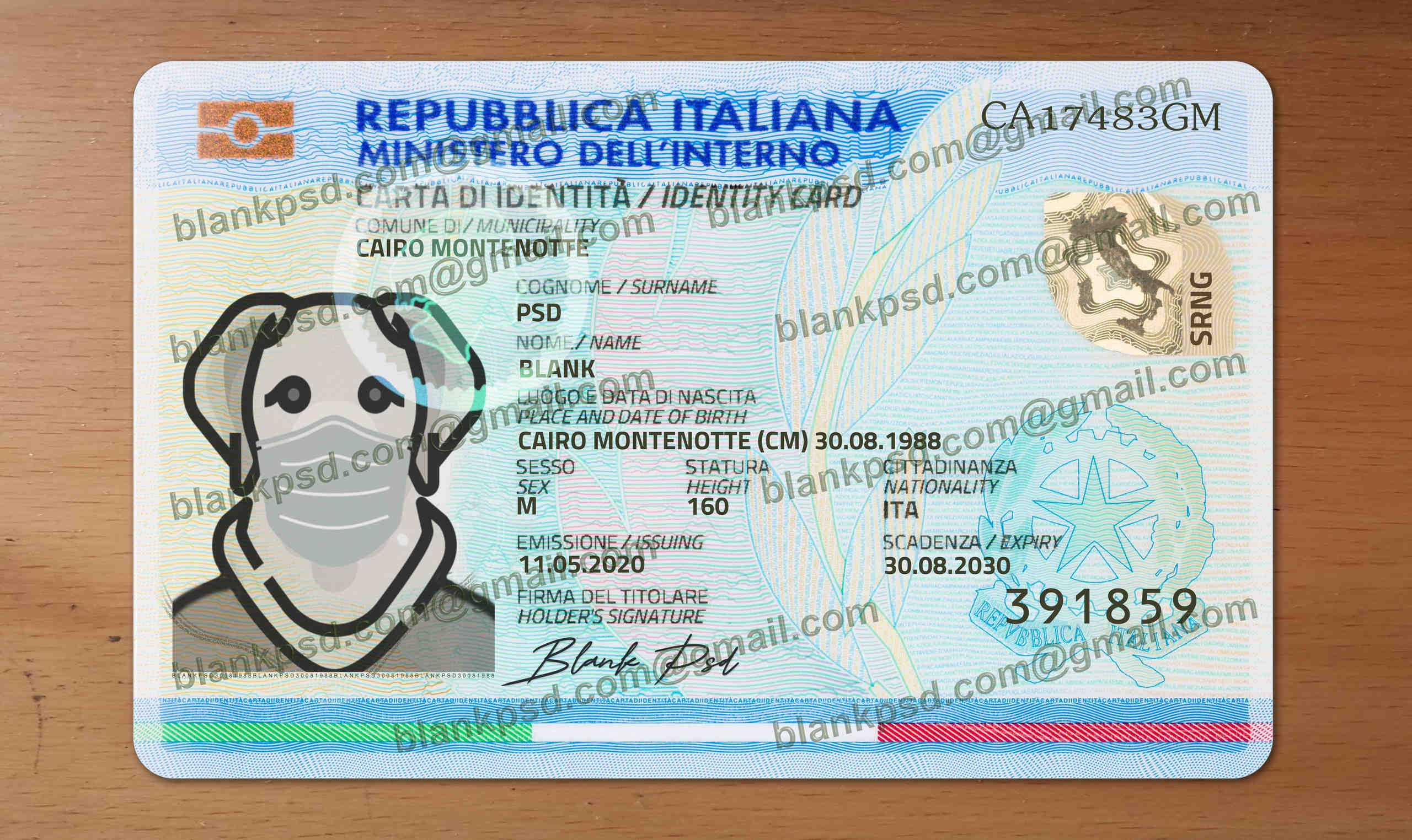 italy id card template