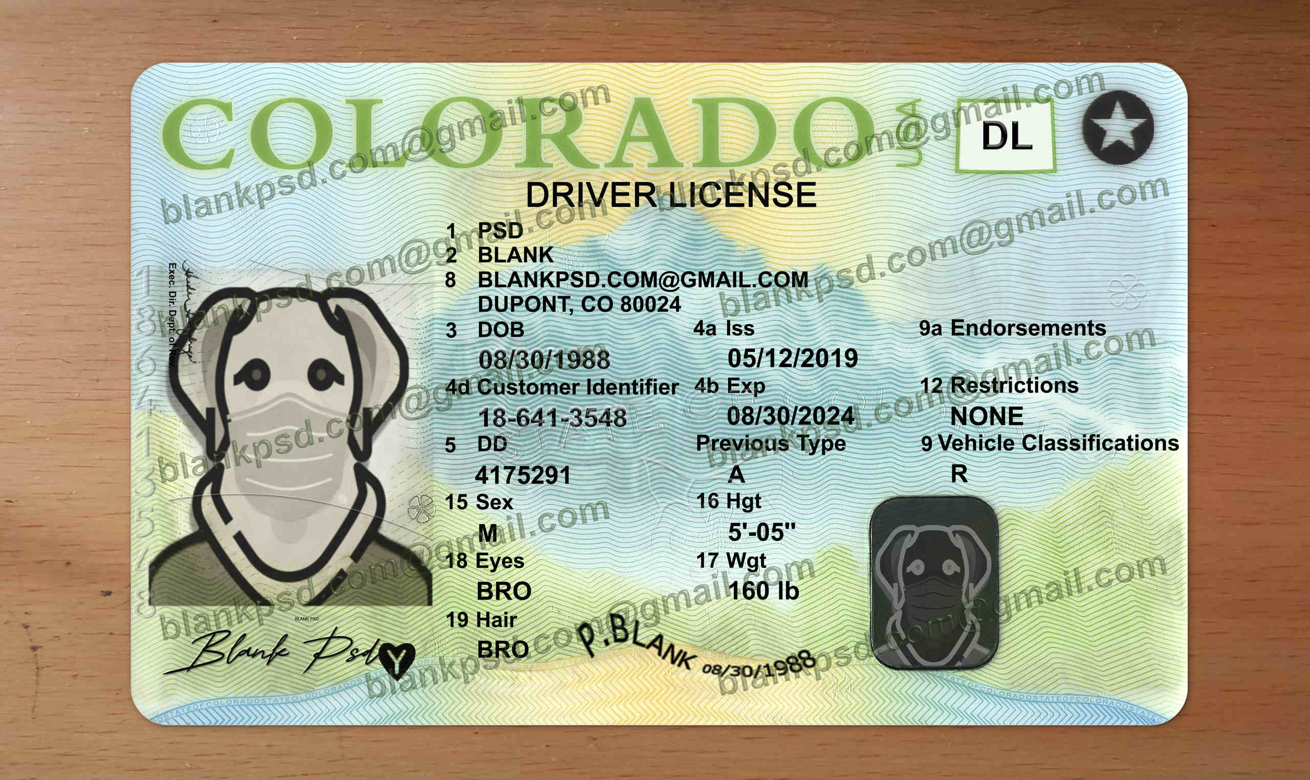 colorado drivers license psd
