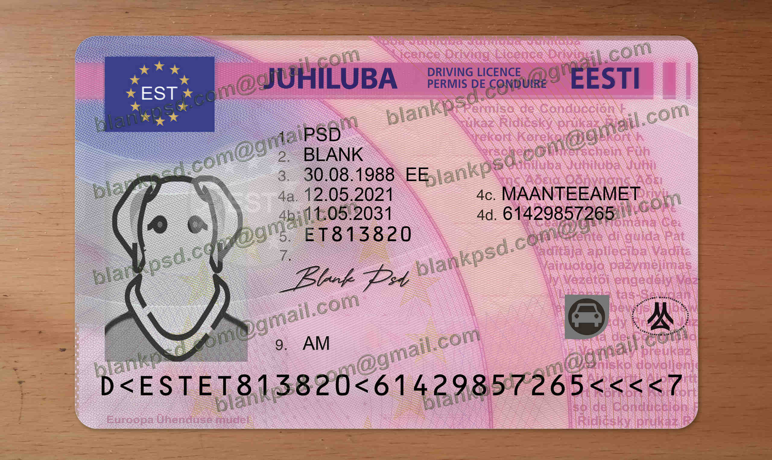 estonia drivers license template