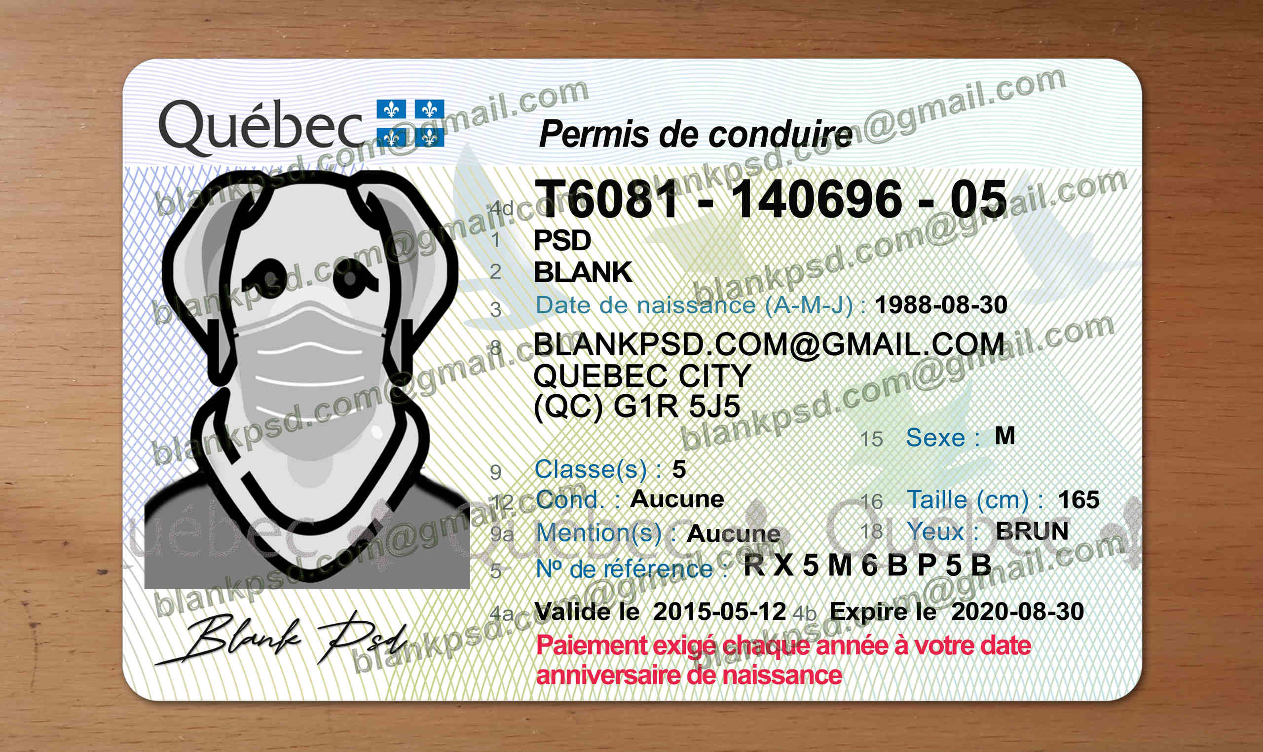 quebec drivers license psd