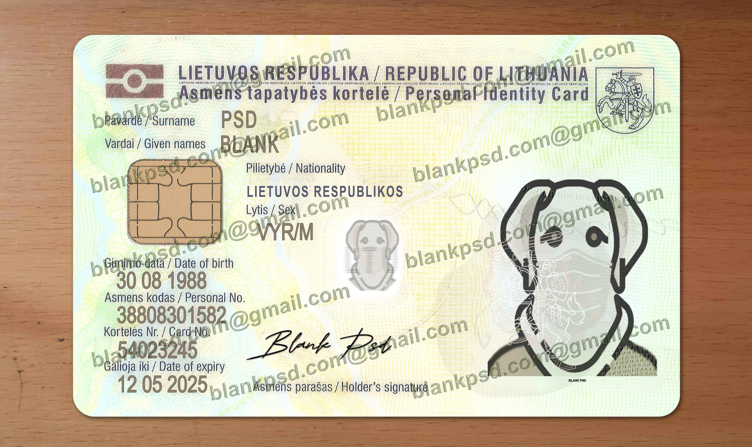 lithuania id card template