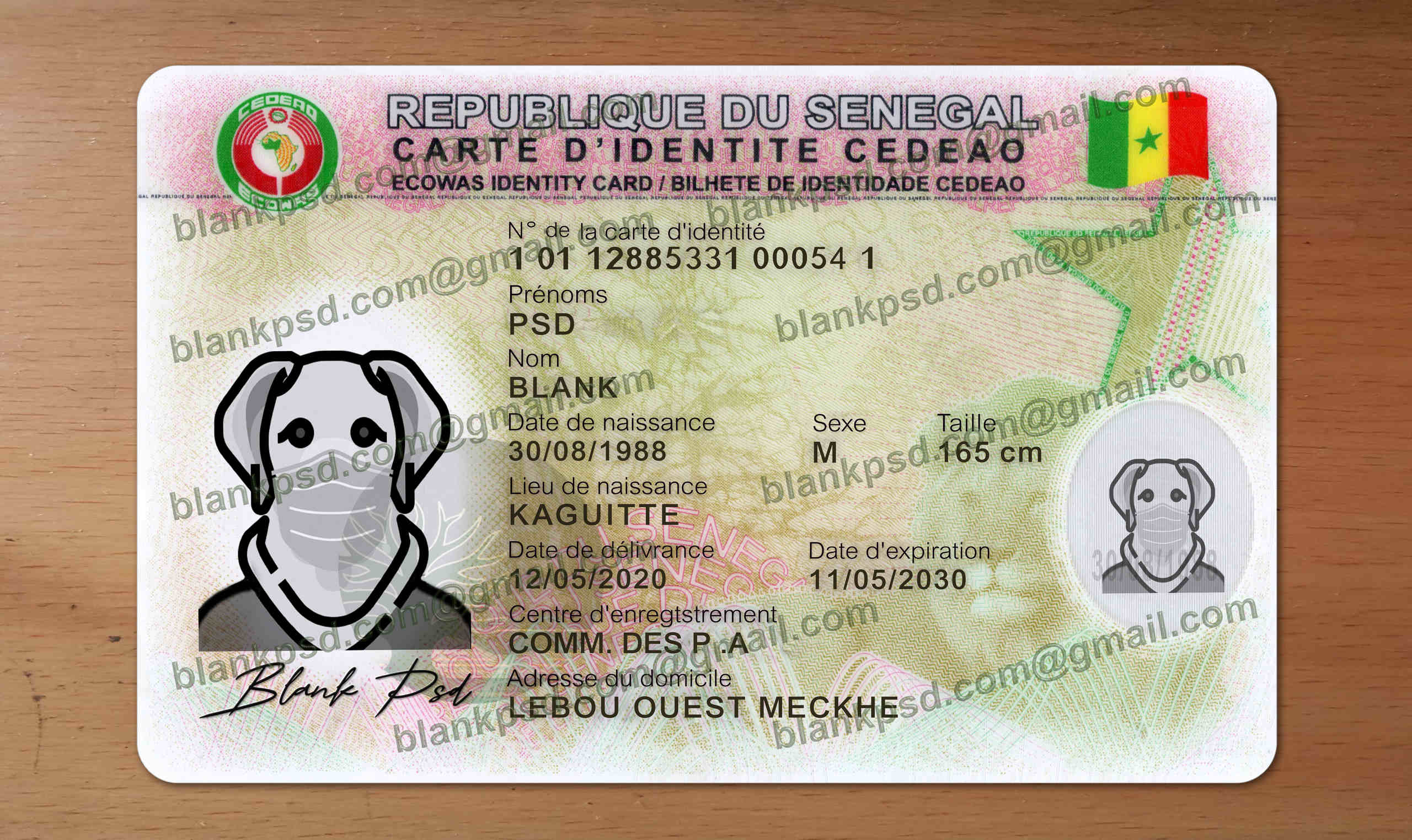 senegal id card template