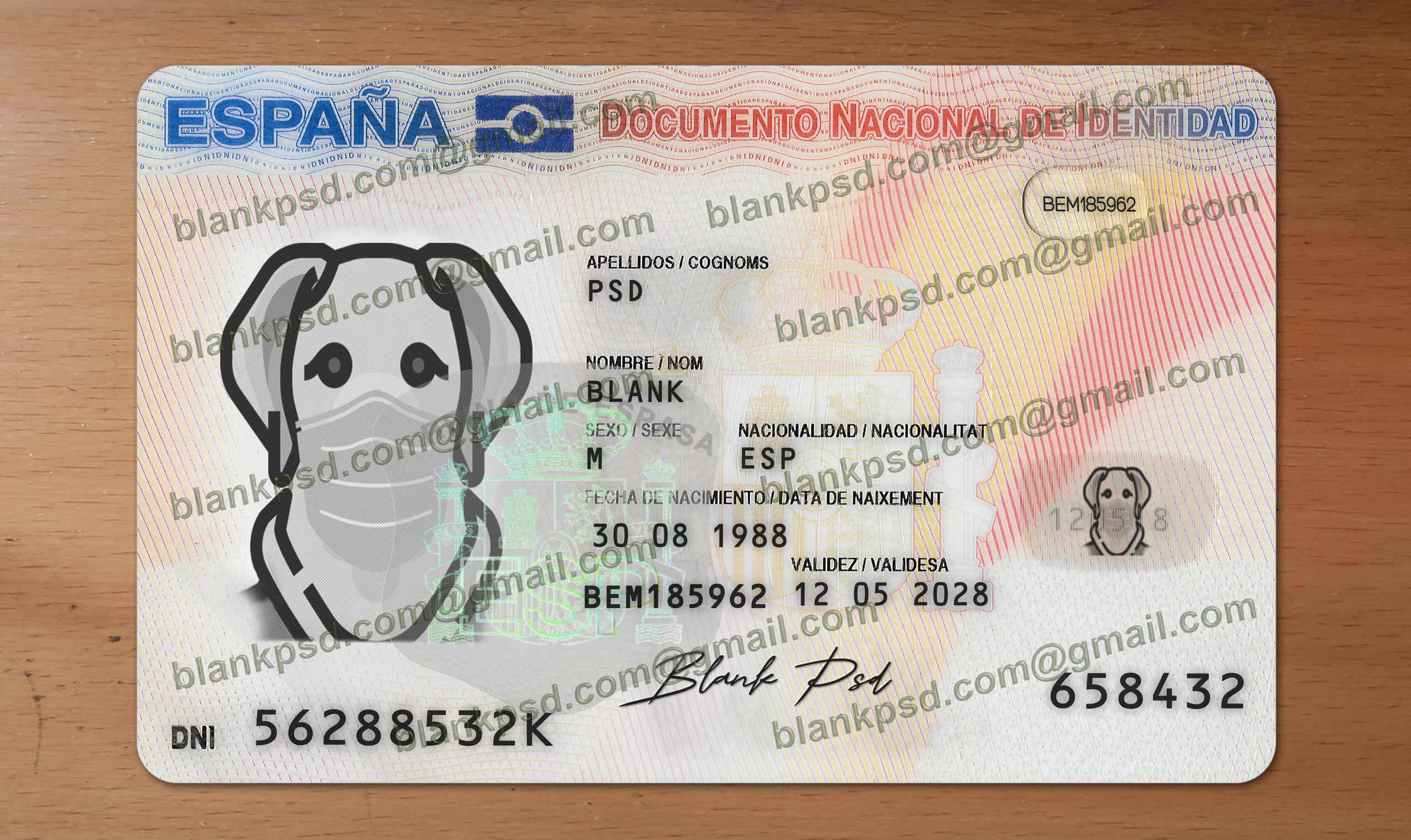 spain id card template